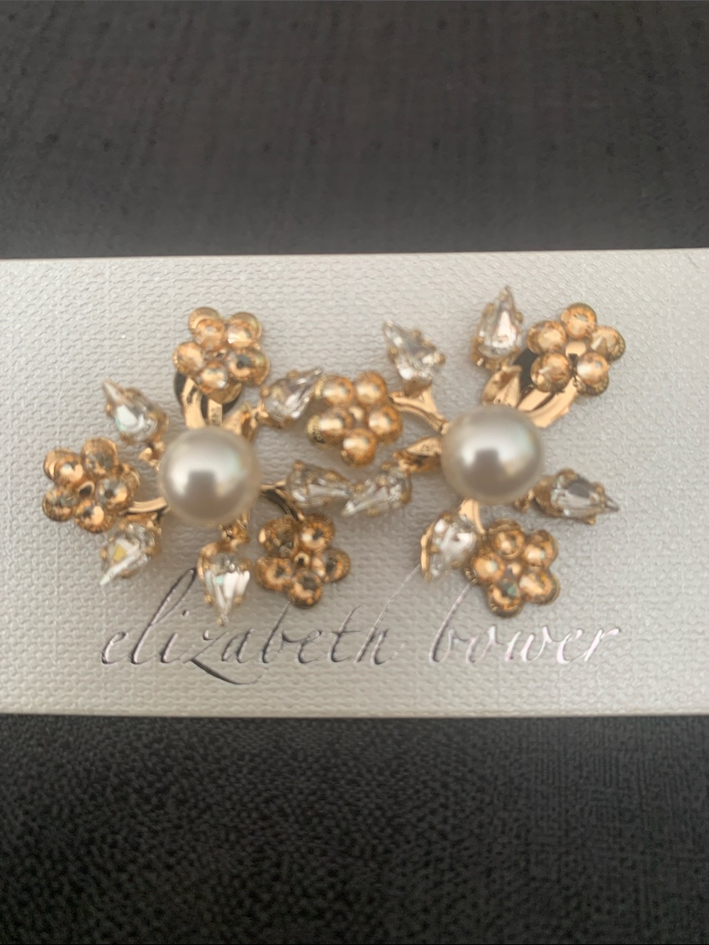 Sakura Pearlette clip Gold Floral Pearl Cluster Earrings by Elizabeth Bower